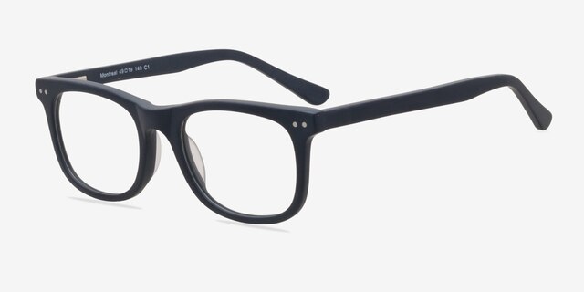 Montreal Matte Navy AcétateMontures de lunettes de vue d'EyeBuyDirect, Vue d'Angle