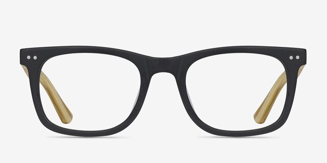 Montreal Matte Black AcétateMontures de lunettes de vue d'EyeBuyDirect, Vue de Face