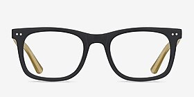 Montreal Matte Black Acétate Montures de lunettes de vue d'EyeBuyDirect, Vue de Face