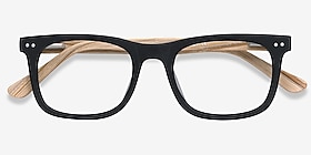 Montreal Matte Black Acétate Montures de lunettes de vue d'EyeBuyDirect, Vue Rapprochée
