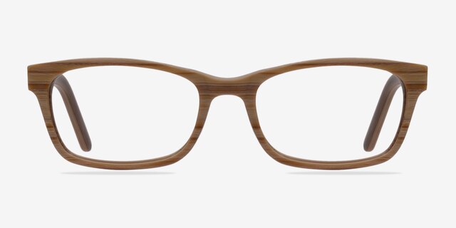 Mesquite Brown & Striped Wood-textureEyeglass Frames from EyeBuyDirect, Front View