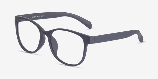 Warren Matte Navy PlasticEyeglass Frames from EyeBuyDirect, Angle View