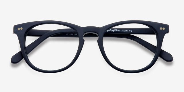 Providence Matte Navy AcetateEyeglass Frames from EyeBuyDirect, Closed View