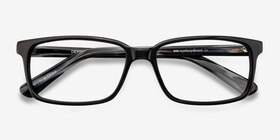 Denny Black/Gray Acétate Montures de lunettes de vue d'EyeBuyDirect, Vue Rapprochée