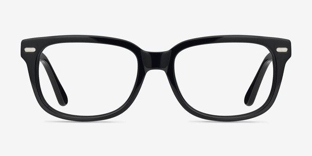 Little John Black AcetateEyeglass Frames from EyeBuyDirect, Front View