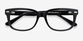 Little John Noir Acétate Montures de lunettes de vue d'EyeBuyDirect, Vue Rapprochée