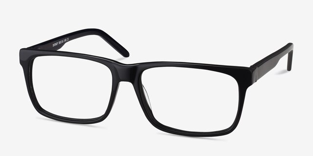 Sydney Black AcetateEyeglass Frames from EyeBuyDirect, Angle View