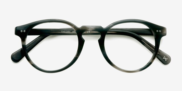 Theory Striped Granite AcetateEyeglass Frames from EyeBuyDirect, Closed View