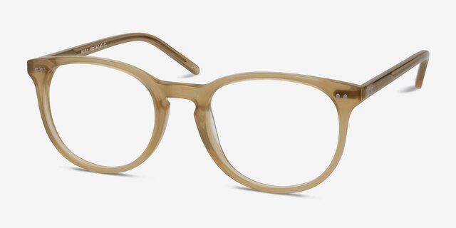 Aura Matte Champagne AcetateEyeglass Frames from EyeBuyDirect, Angle View