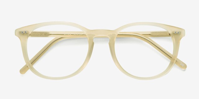 Aura Frosted Vanilla AcetateEyeglass Frames from EyeBuyDirect, Closed View