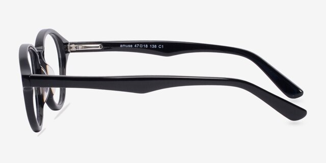 Amuse Noir AcétateMontures de lunettes de vue d'EyeBuyDirect, Vue de Côté