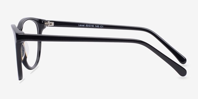 Level Noir AcétateMontures de lunettes de vue d'EyeBuyDirect, Vue de Côté