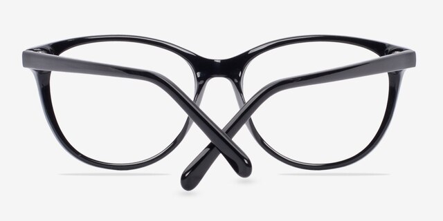 Level Noir AcétateMontures de lunettes de vue d'EyeBuyDirect, Vue Rapprochée