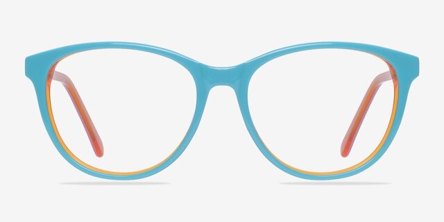 Level Bleu pâle AcétateMontures de lunettes de vue d'EyeBuyDirect, Vue de Face