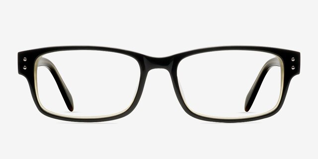 Focus Black & Green AcetateEyeglass Frames from EyeBuyDirect, Front View