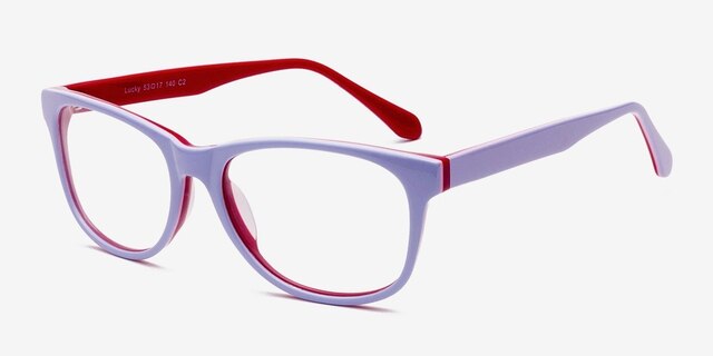 Lucky Bleu pâle AcétateMontures de lunettes de vue d'EyeBuyDirect, Vue d'Angle