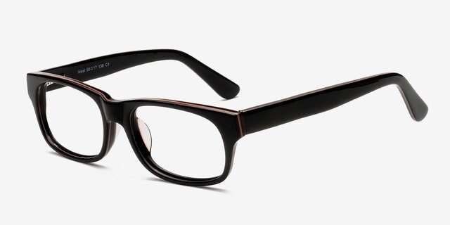 Ideal Black AcetateEyeglass Frames from EyeBuyDirect, Angle View