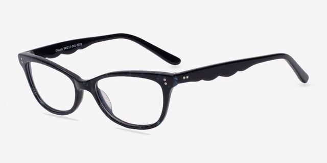 Clouds Black & Blue AcétateMontures de lunettes de vue d'EyeBuyDirect, Vue d'Angle