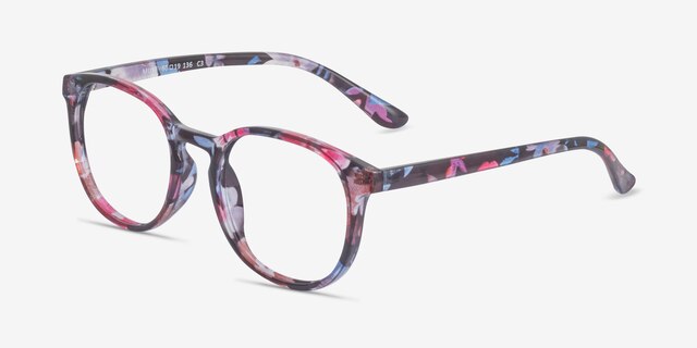 Muse Pink Floral PlastiqueMontures de lunettes de vue d'EyeBuyDirect, Vue d'Angle