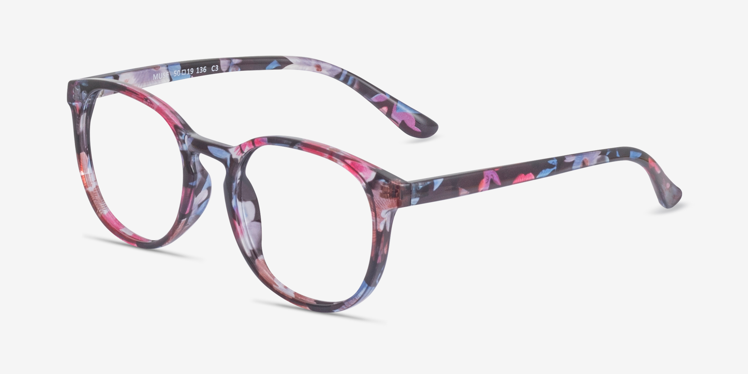 Muse Round Pink Floral Glasses for Women Eyebuydirect