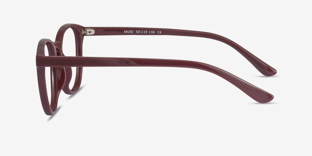 Muse Dark Red PlasticEyeglass Frames from EyeBuyDirect, Side View