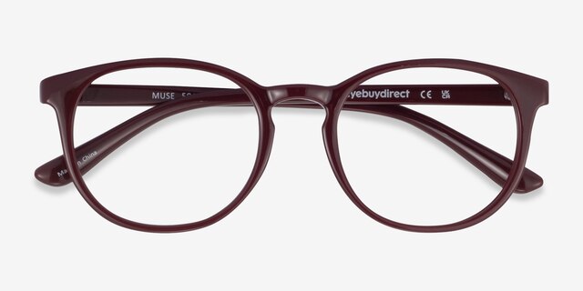 Muse Dark Red PlasticEyeglass Frames from EyeBuyDirect, Closed View