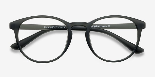 Muse Matte Gray PlastiqueMontures de lunettes de vue d'EyeBuyDirect, Vue Rapprochée