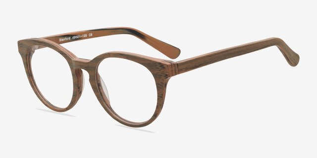 Stanford Brown & Striped AcetateEyeglass Frames from EyeBuyDirect, Angle View