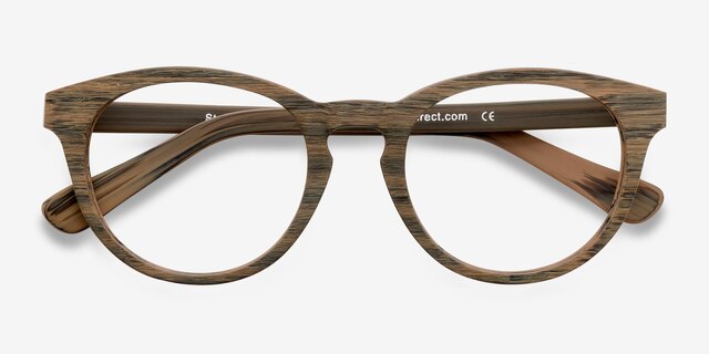 Stanford Brown & Striped AcetateEyeglass Frames from EyeBuyDirect, Closed View