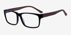 Lexington Black/brown Acétate Montures de lunettes de vue d'EyeBuyDirect, Vue d'Angle
