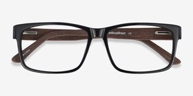 Lexington Black/brown Acétate Montures de lunettes de vue d'EyeBuyDirect, Vue Rapprochée