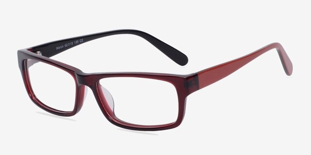 March Red AcetateEyeglass Frames from EyeBuyDirect, Angle View