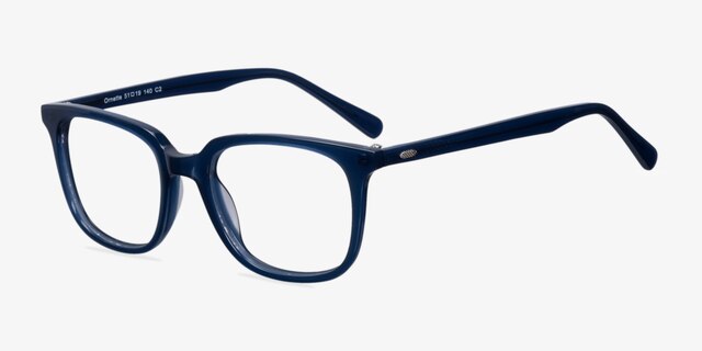 Ornette Blue AcetateEyeglass Frames from EyeBuyDirect, Angle View