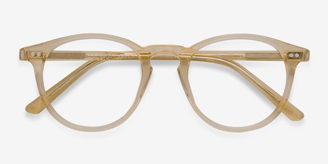 Kyoto Clear Yellow AcetateEyeglass Frames from EyeBuyDirect, Closed View