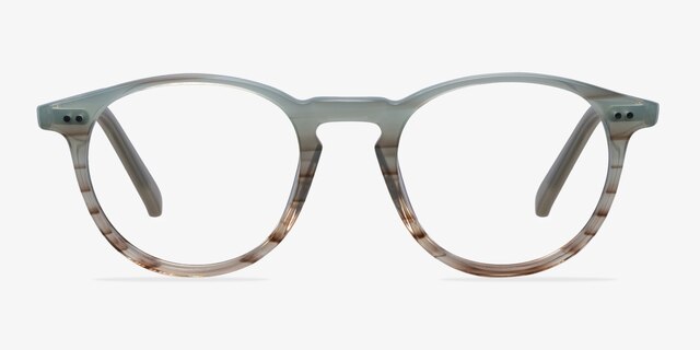 Kyoto Green Striped AcetateEyeglass Frames from EyeBuyDirect, Front View