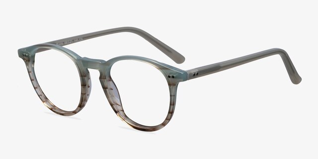 Kyoto Green Striped AcetateEyeglass Frames from EyeBuyDirect, Angle View
