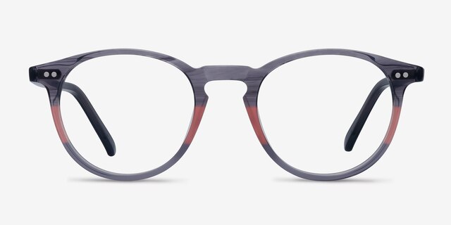 Kyoto Gray Clear AcetateEyeglass Frames from EyeBuyDirect, Front View