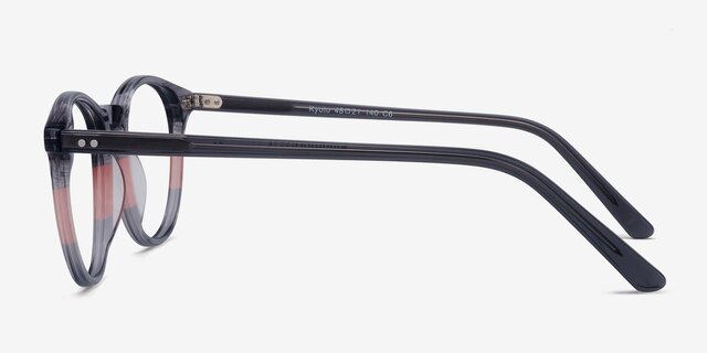 Kyoto Gray Clear AcetateEyeglass Frames from EyeBuyDirect, Side View