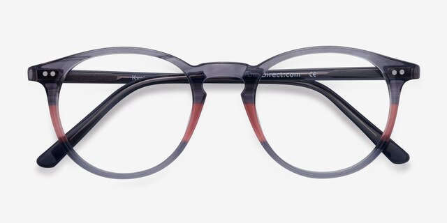 Kyoto Gray Clear AcetateEyeglass Frames from EyeBuyDirect, Closed View