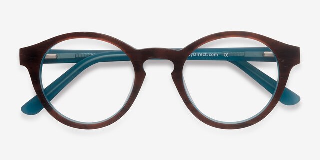 Dreamy Brown Blue Wood-textureEyeglass Frames from EyeBuyDirect, Closed View