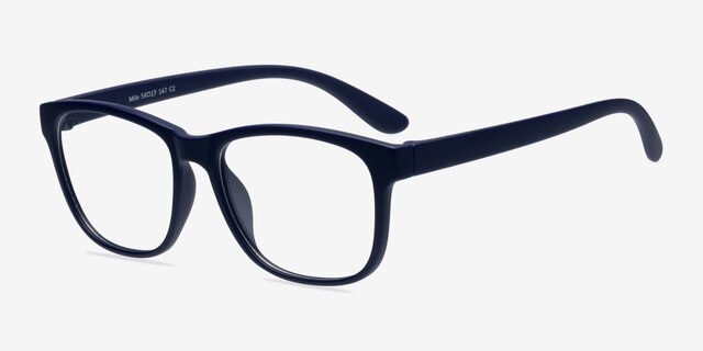 Milo Matte Navy PlastiqueMontures de lunettes de vue d'EyeBuyDirect, Vue d'Angle