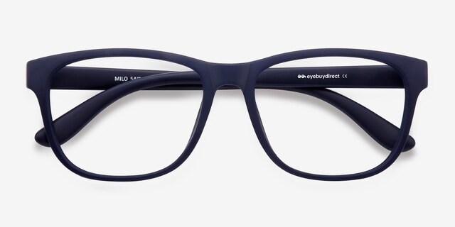 Milo Matte Navy PlastiqueMontures de lunettes de vue d'EyeBuyDirect, Vue Rapprochée