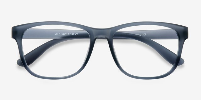 Milo Matte Gray PlastiqueMontures de lunettes de vue d'EyeBuyDirect, Vue Rapprochée