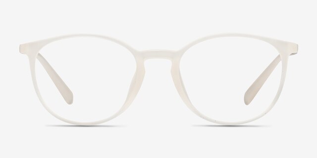 Dinah Matte White PlastiqueMontures de lunettes de vue d'EyeBuyDirect, Vue de Face