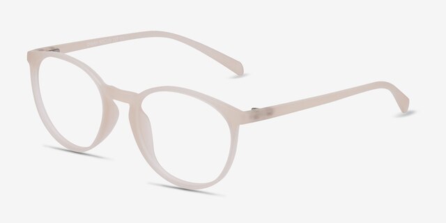 Dinah Matte White PlastiqueMontures de lunettes de vue d'EyeBuyDirect, Vue d'Angle