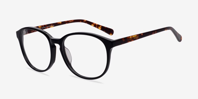 Carmen Black & Tortoise AcetateEyeglass Frames from EyeBuyDirect, Angle View