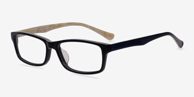 Amoure Black & Ivory AcetateEyeglass Frames from EyeBuyDirect, Angle View