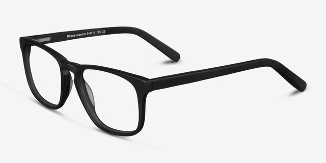 Rhode Island Matte Black AcetateEyeglass Frames from EyeBuyDirect, Angle View