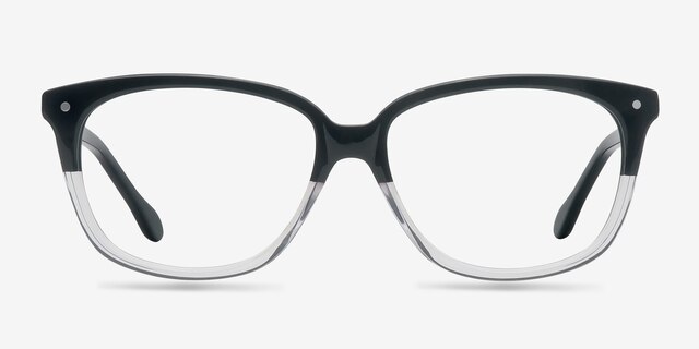 Escapee Black & Clear AcetateEyeglass Frames from EyeBuyDirect, Front View