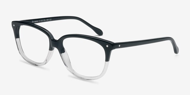 Escapee Black & Clear AcetateEyeglass Frames from EyeBuyDirect, Angle View